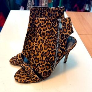 Charles David Leopard Heeled Boots